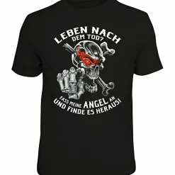 Rahmenlos "Leben nach dem Tod?" T-Shirt Herren (Schwarz)< Angelshirts & Angel-Oberteile