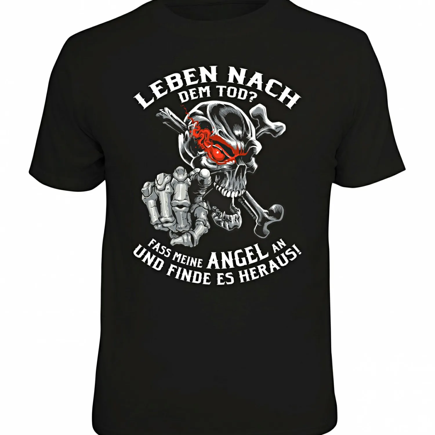 Rahmenlos "Leben nach dem Tod?" T-Shirt Herren (Schwarz)< Angelshirts & Angel-Oberteile