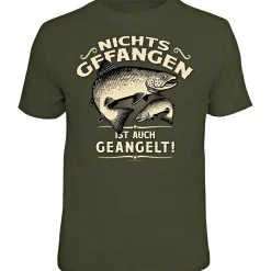 Rahmenlos "Nichts gefangen ist auch geangelt" T-Shirt Unisex (Grün)< Angelshirts & Angel-Oberteile