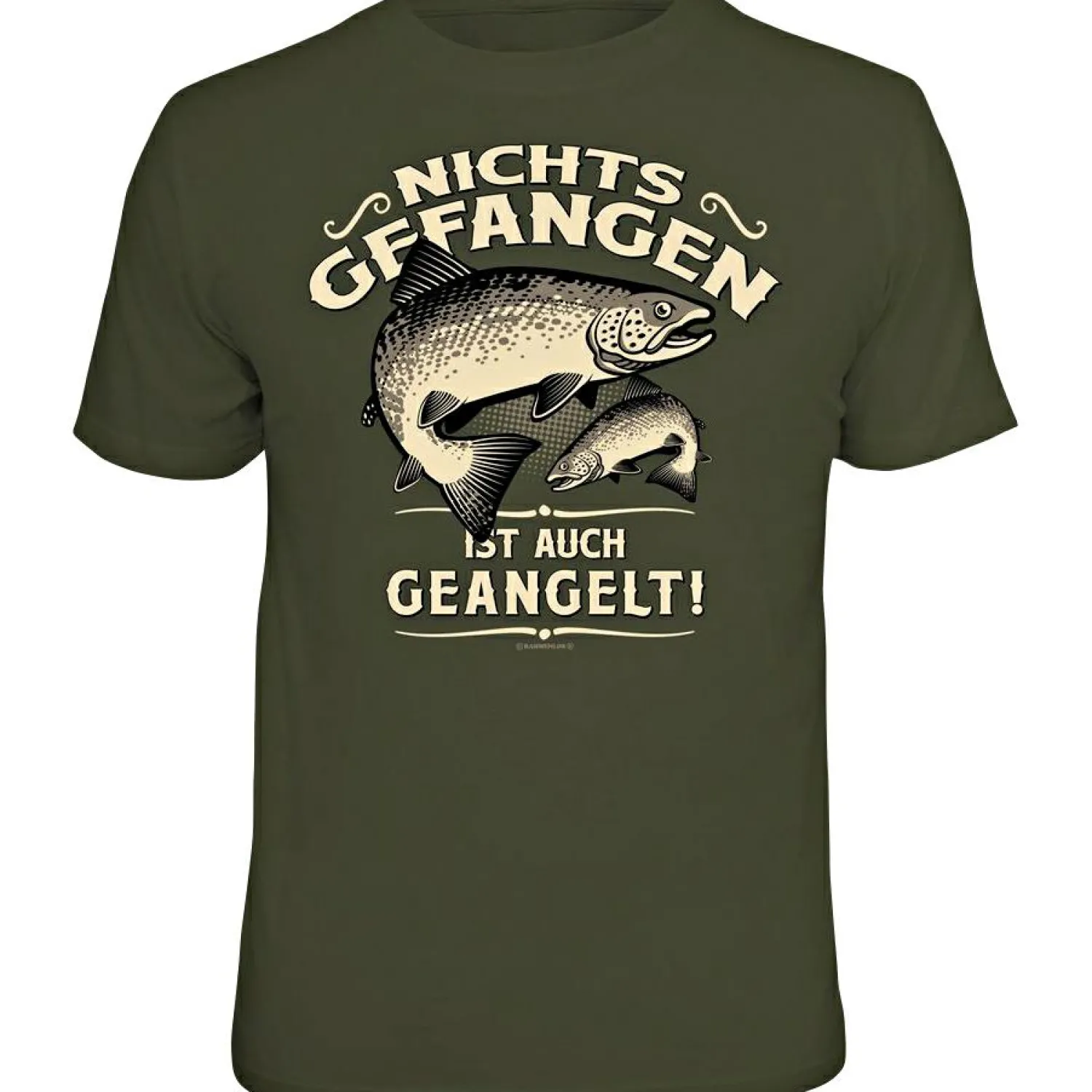 Rahmenlos "Nichts gefangen ist auch geangelt" T-Shirt Unisex (Grün)< Angelshirts & Angel-Oberteile