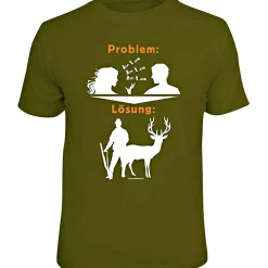 Rahmenlos "Problem blabla, Lösung: Jagen" T-Shirt Herren (Oliv)< Angelshirts & Angel-Oberteile