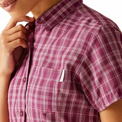 Discount Mindano VIII Kurzarmhemd Damen (Beaujolais Check) Damen Damen Angelshirts & -Oberteile