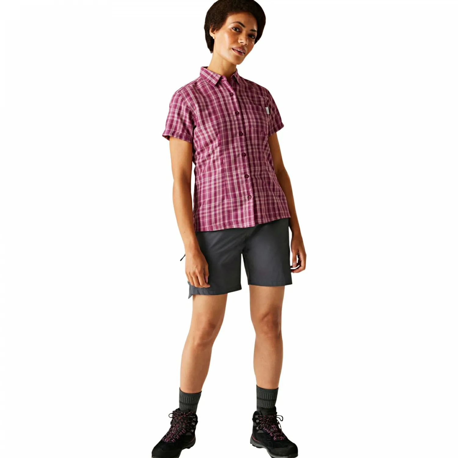 Discount Mindano VIII Kurzarmhemd Damen (Beaujolais Check) Damen Damen Angelshirts & -Oberteile