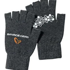 Knitted Half Finger Gloves Unisex (Dark Grey Melange) Outdoor- & Angel-Handschuhe