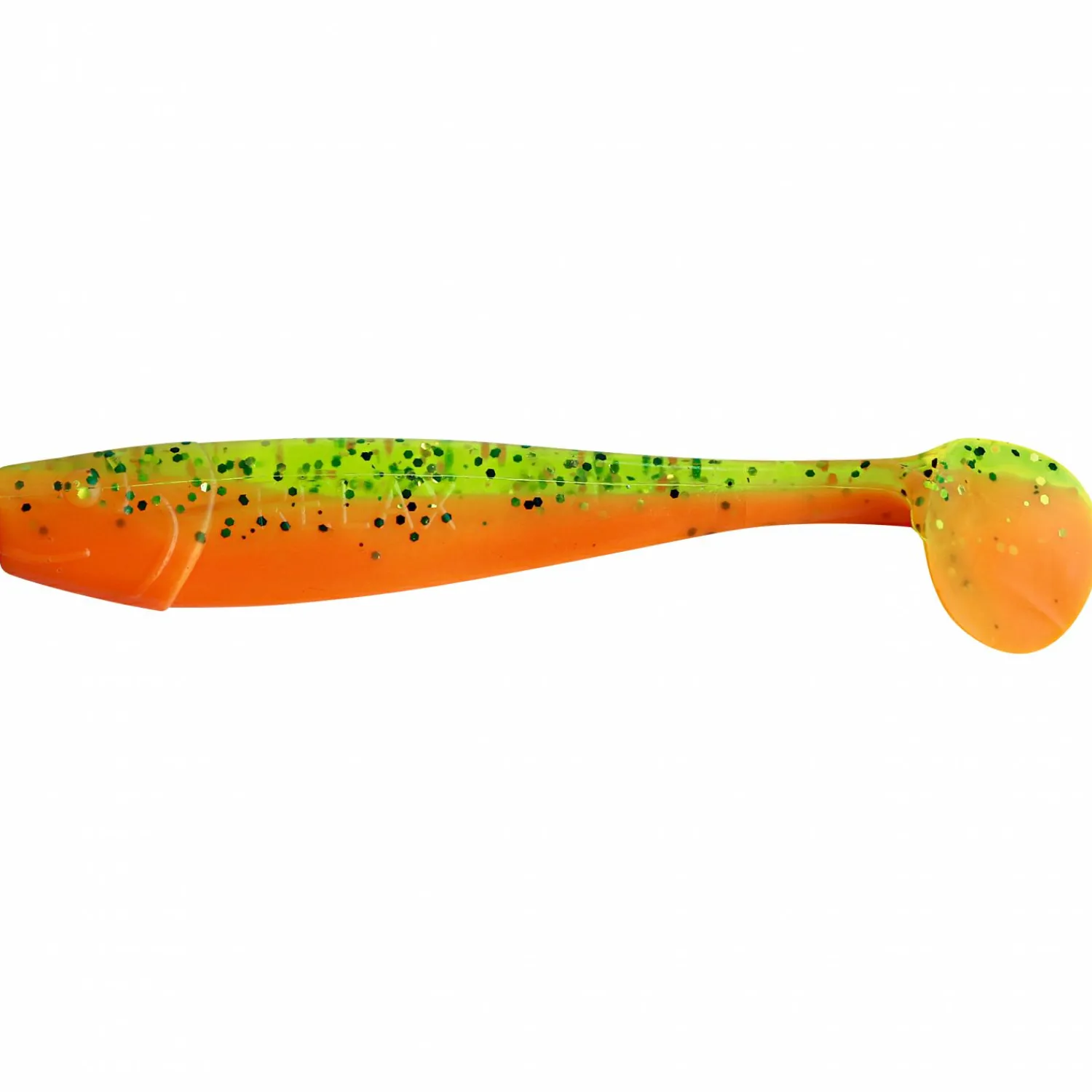 ShadXperts King-Shad 4" (Orange/Glitter/Grün< Gummiköder ·Gummifische & Shads|Raubfischangeln Kunstköder