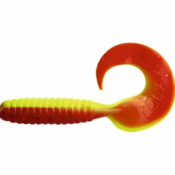 Outlet Twister 4" (Fluogelb/Rot Glitter) Gummiköder ·Twister|Raubfischangeln Kunstköder