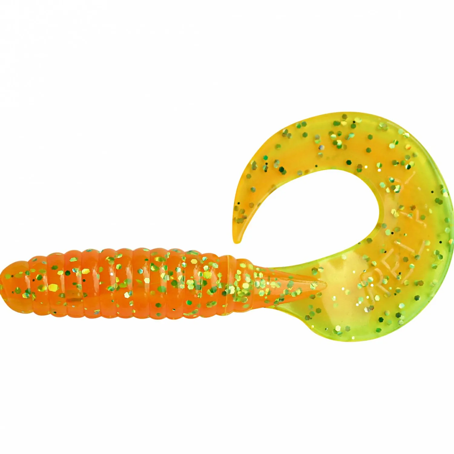 Online Twister 4" (Orange Glitter/Fluogrün Glitter) Gummiköder ·Twister|Raubfischangeln Kunstköder