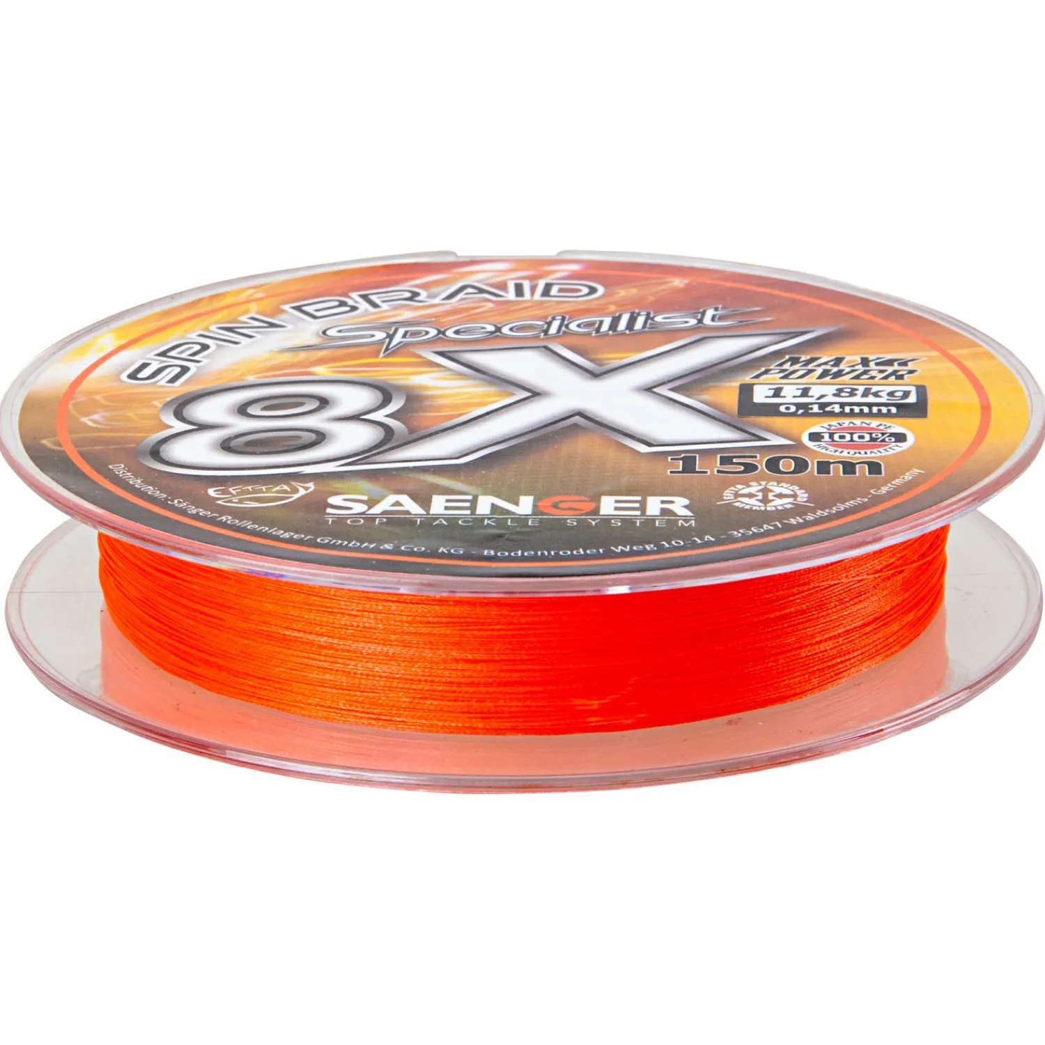 Online Sänger Angelschnur Spin Braid Specialist 8x (fluo/orange) Geflochtene Schnüre