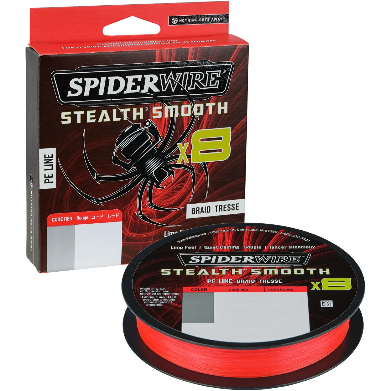 Online Angelschnur Stealth Smooth 8 (Red, 150 m) Geflochtene Schnüre|Raubfischschnüre