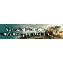 Strassenschild (Hier wohnt ein Angler...)< Angel-Dekoration