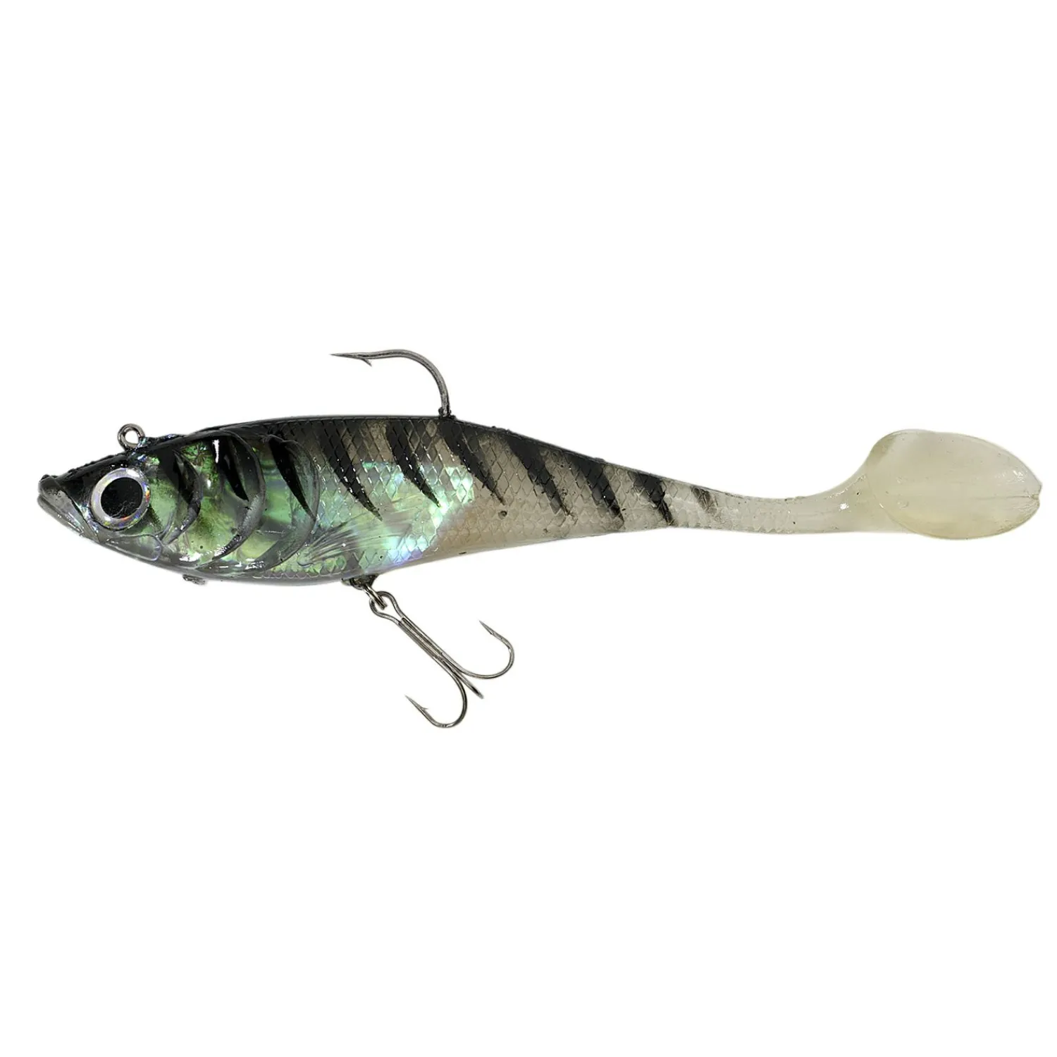 Trendex Shad Magnum (Schwarz/Silber)< Gummiköder ·Fertig Montierte Gummifische|Raubfischangeln Kunstköder