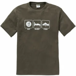 T-Shirt "Eat Sleep Fish" Herren (Oliv) Angelshirts & Angel-Oberteile