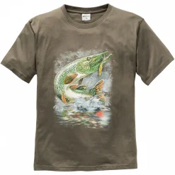 T-Shirt "Hecht" Herren (Oliv)< Angelshirts & Angel-Oberteile