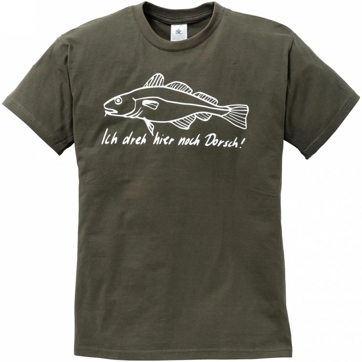 Sale T-Shirt "Ich dreh hier noch Dorsch!" Herren (Oliv) Angelshirts & Angel-Oberteile
