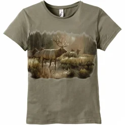 T-Shirt "Rotwild" Damen (Oliv)<Damen Damen Angelshirts & -Oberteile