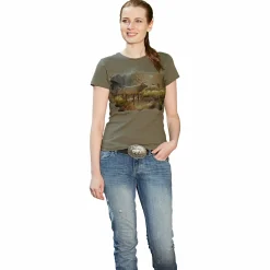 T-Shirt "Rotwild" Damen (Oliv)<Damen Damen Angelshirts & -Oberteile