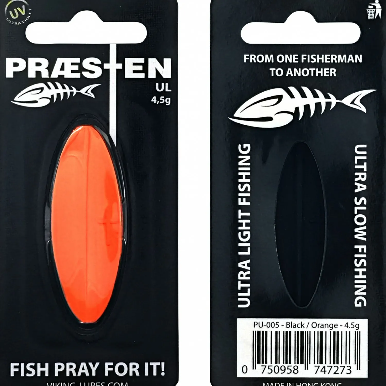 Best Inlineköder Præsten UL (Black/Orange) Forellenangeln-Zubehör|Trout Spoons